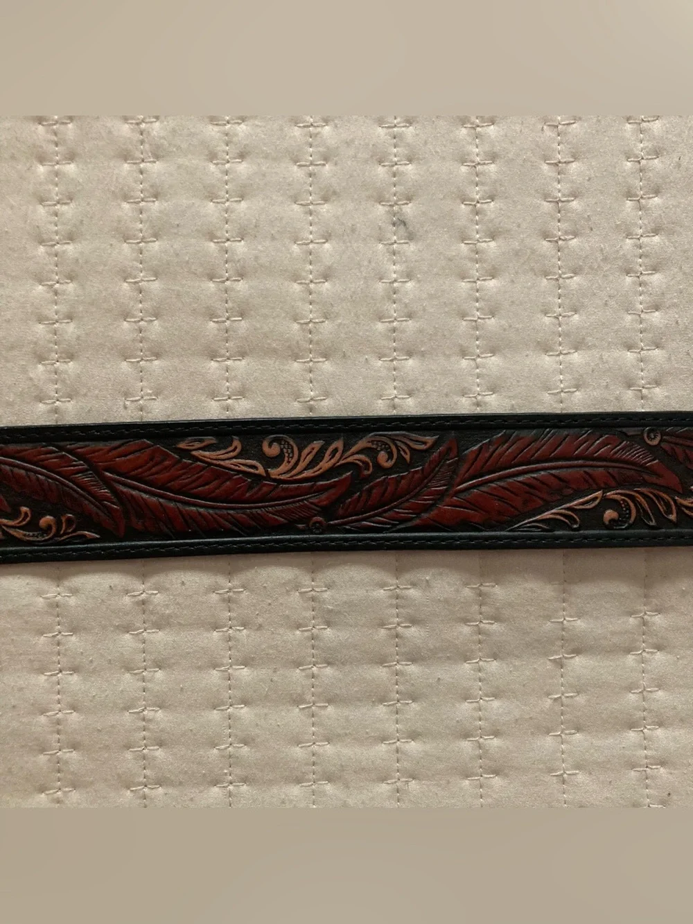 Justin Tooled Brown Leather Belt Men’s 32 Brown Indian Head Belt Buckle